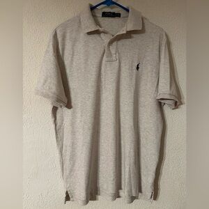Polo Ralph Lauren Polo Shirt Men Cream Heather 100% Cotton Short Sleeve Size M